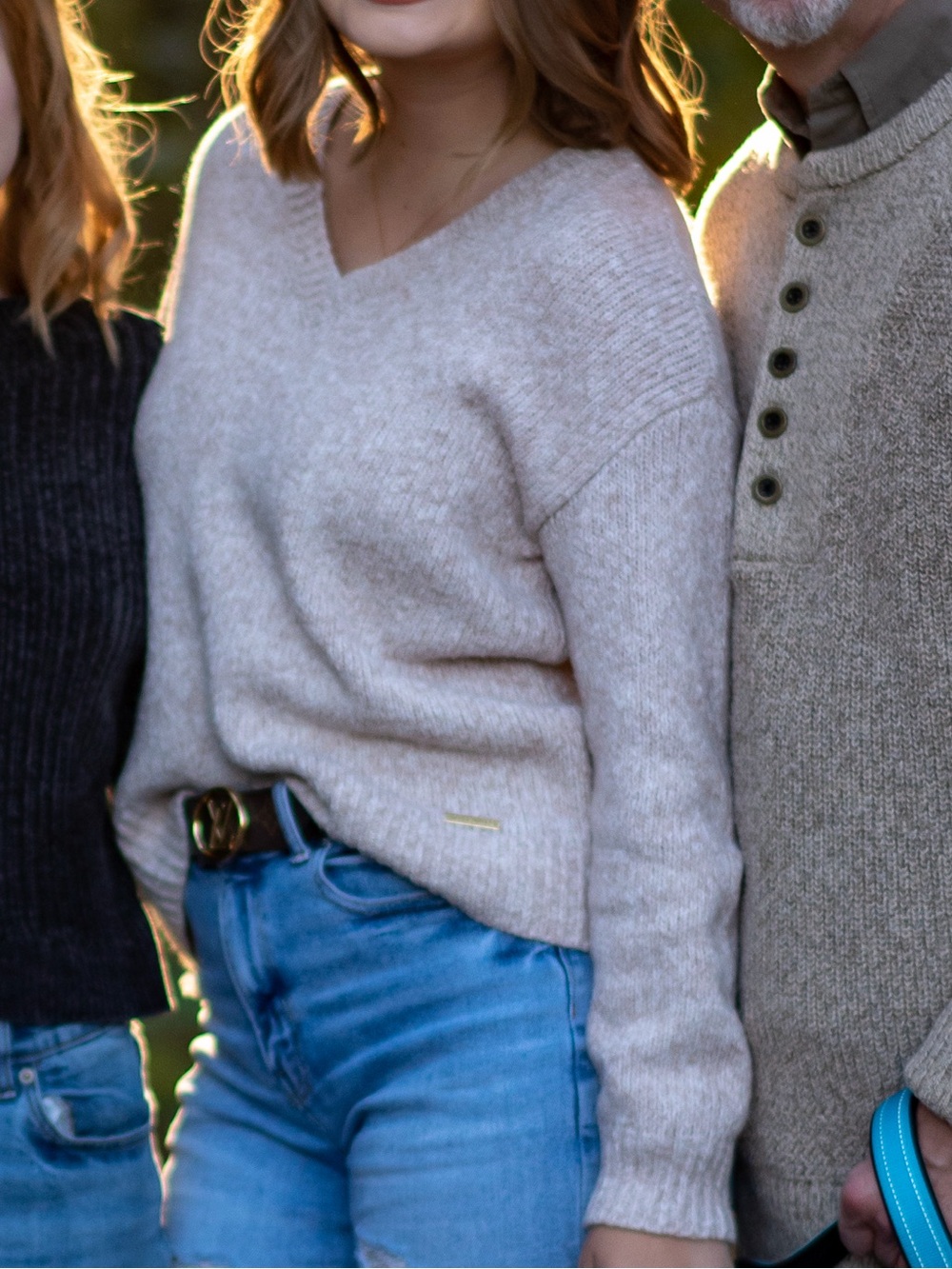 Michael Kors Beige Marled V-Neck Sweater